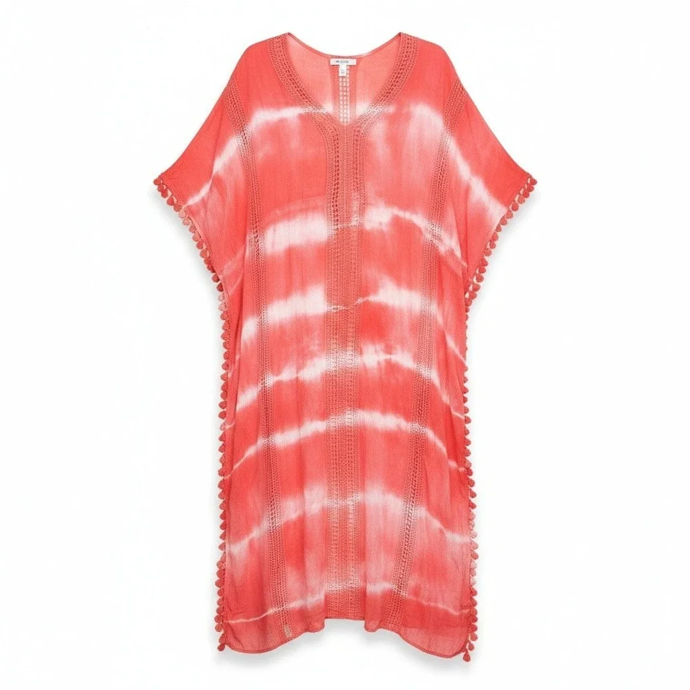 Michael Stars Kaftan Maxi Dress‎ Pink Cover Up Resort Coastal Grandmother OS